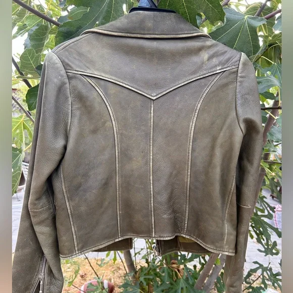 What Goes Around Comes Around Olive Jeather Jacket - Picture 6 of 7